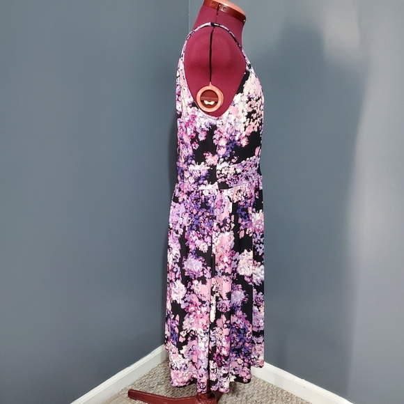 Apt. 9 Purple Pink and Black Floral Midi Dress Size M - Picture 5 of 7